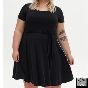 TORRID BLACK CUPRO SELF TIE SKATER DRESS